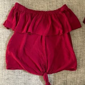 Express off the shoulder burgundy blouse